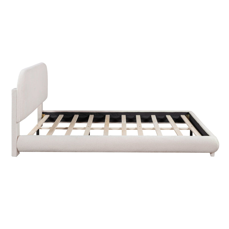 Upholstered Platform Bed With Thick Solid Frame And Stylish Curve-Shaped Design by HouseOfZazla