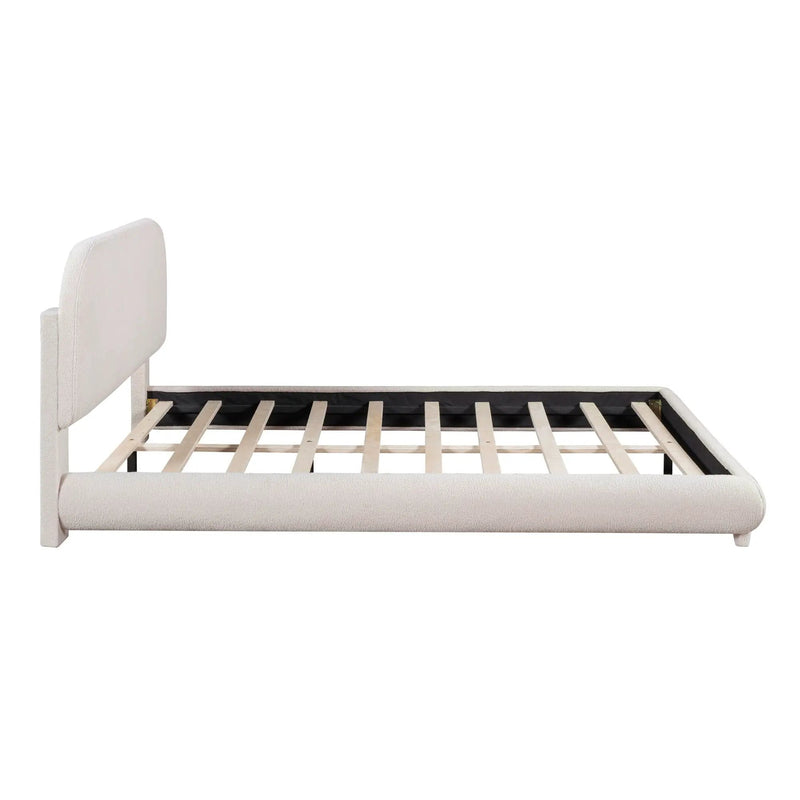 Upholstered Platform Bed With Thick Solid Frame And Stylish Curve-Shaped Design by Unique Piece Furniture