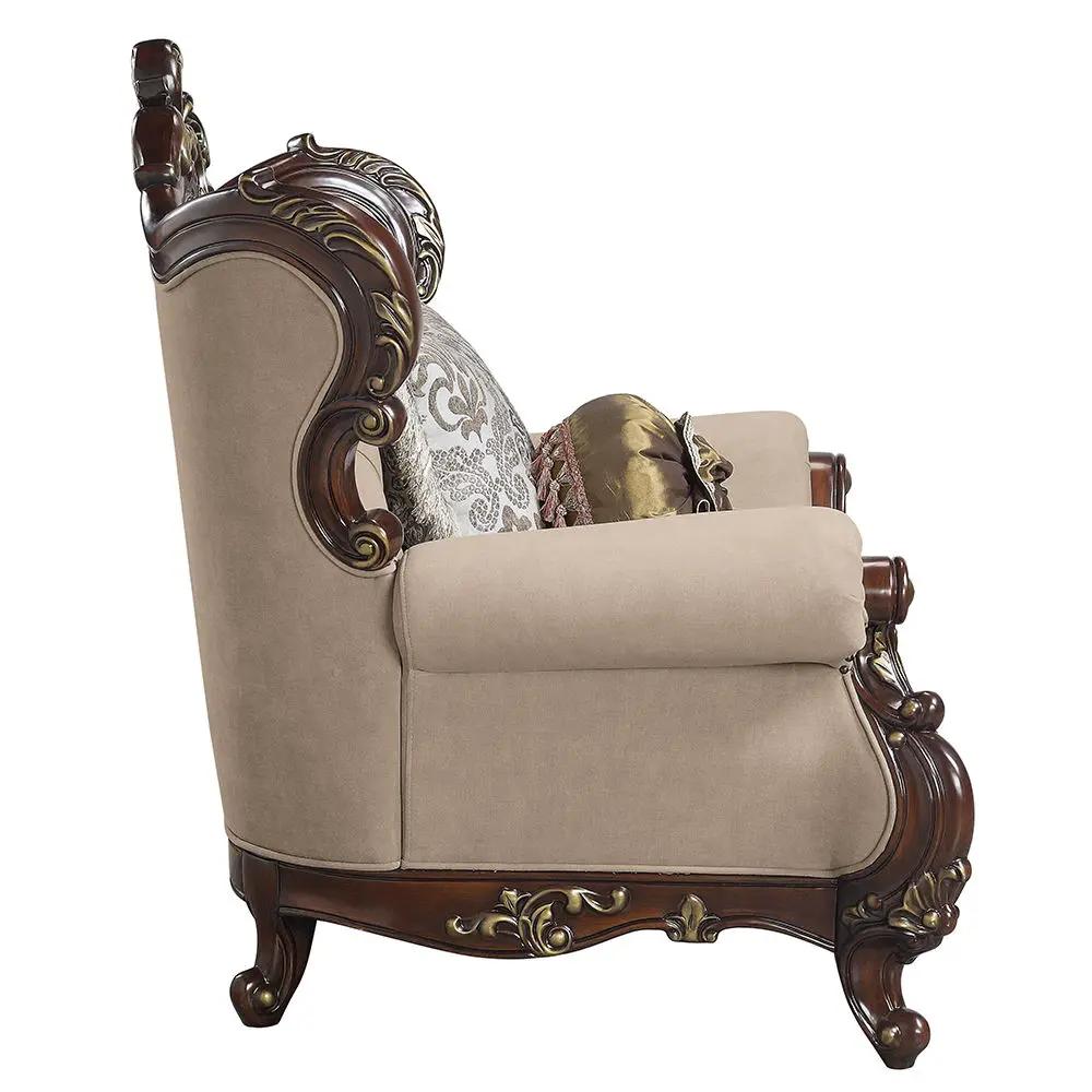 Ragnar - Chair With 2 Pillows - Light Brown Linen & Cherry by Unique Piece Furniture