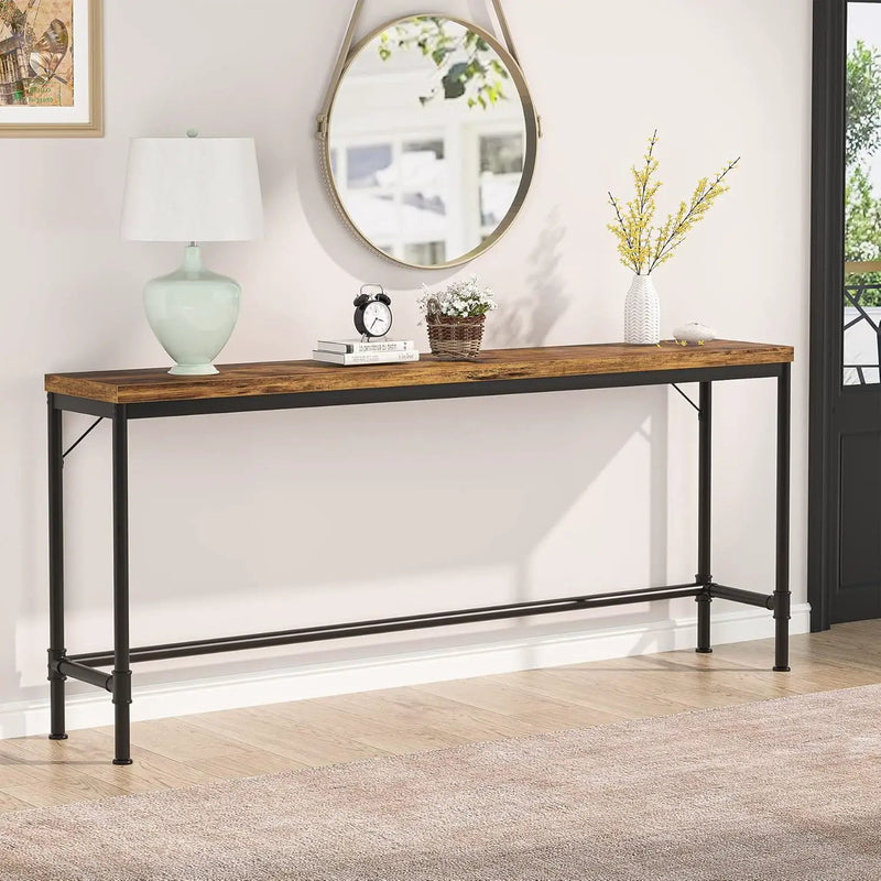 Tribesigns - Extra Long Console Table - Brown / Black by HouseOfZazla