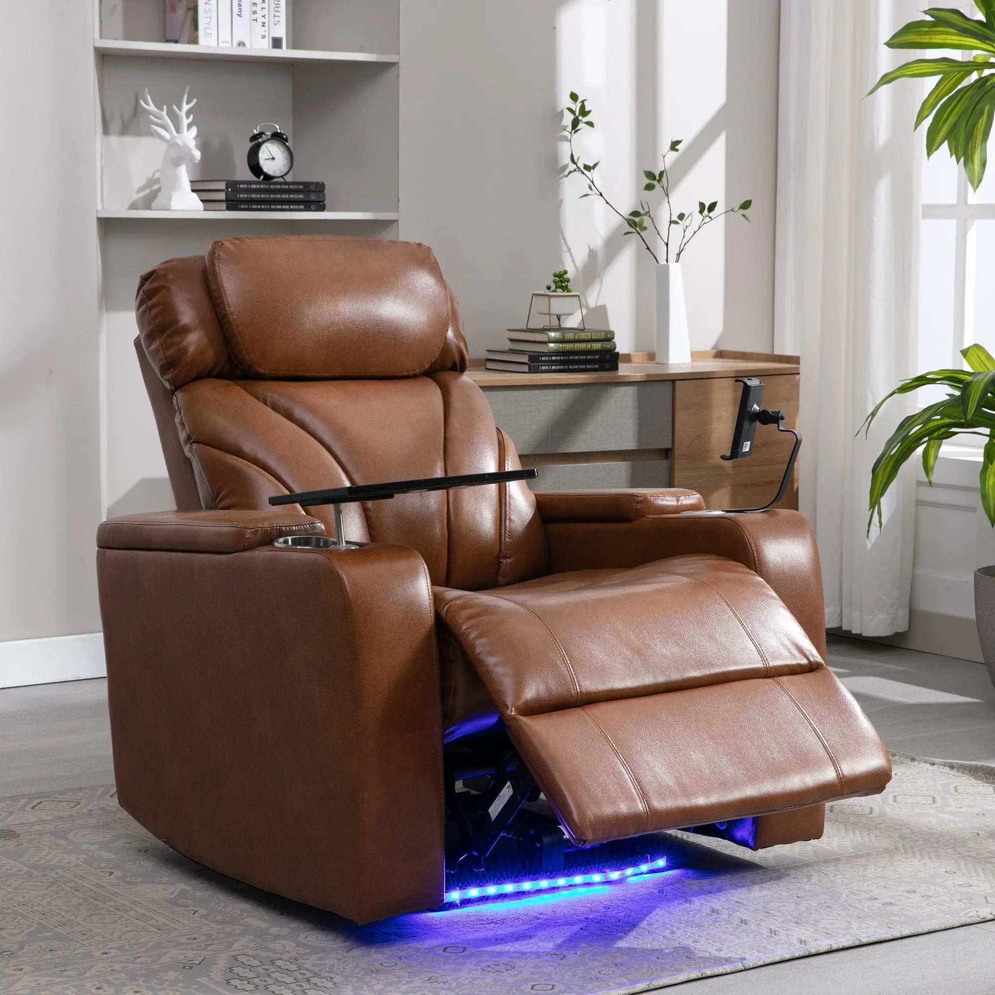 Power Motion Recliner Electric Power Recliner With USB Charging Port, Hidden Arm Storage, Convenient Cup Holder And tooth Speaker by HouseOfZazla