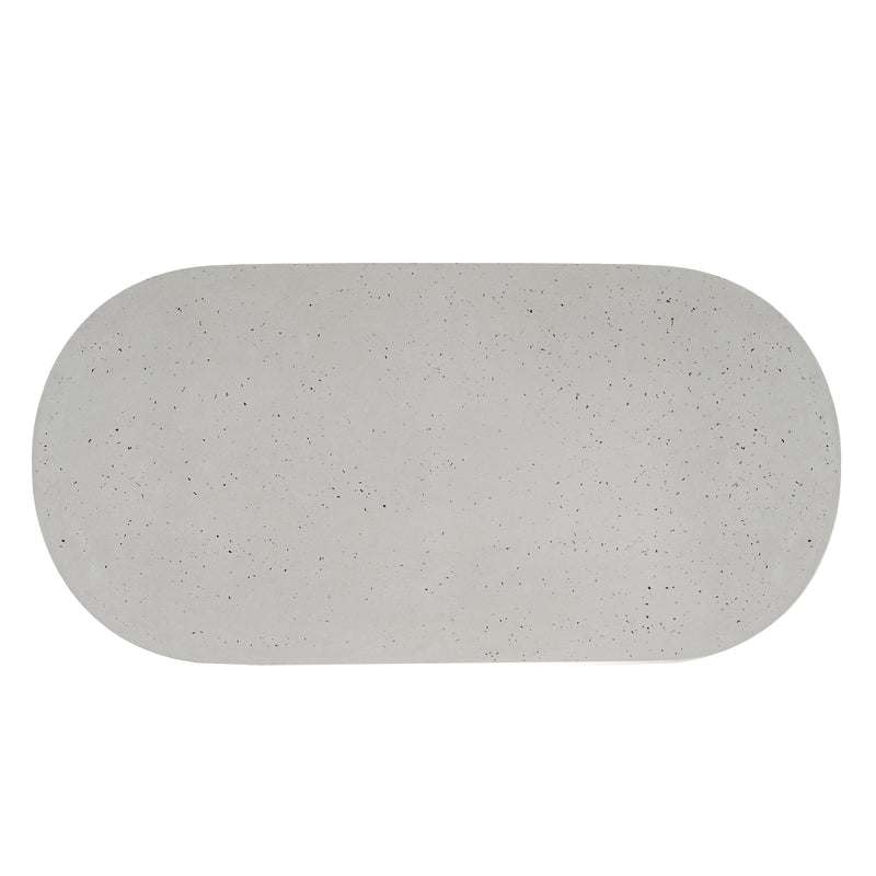 Ellis Oval 67.5" Modern Outdoor Concrete Dining Table with Terrazzo Top, photo 5 of 10