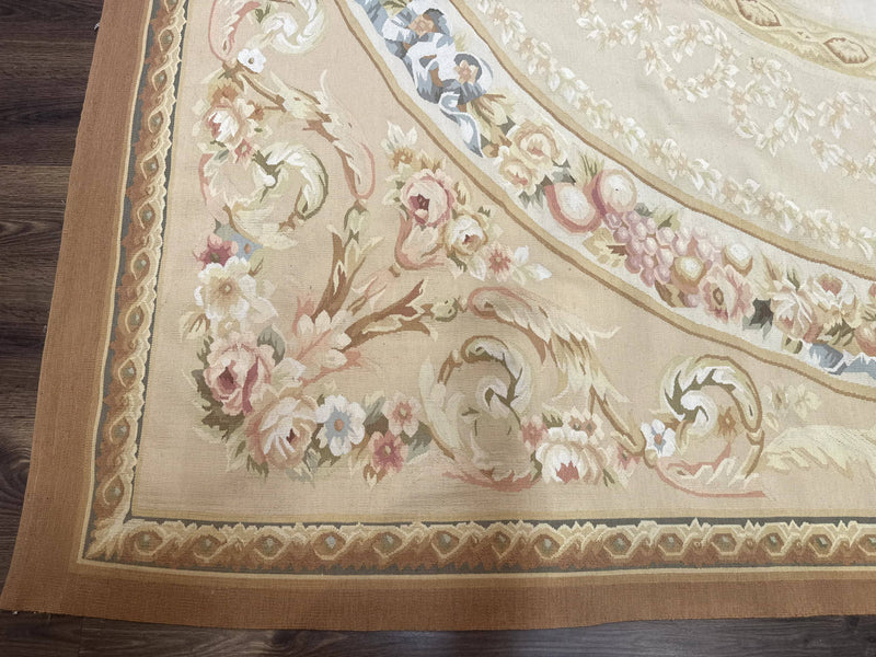 Aubusson Rug 9x12, French European Design, Floral, Elegant by Jewel Rugs