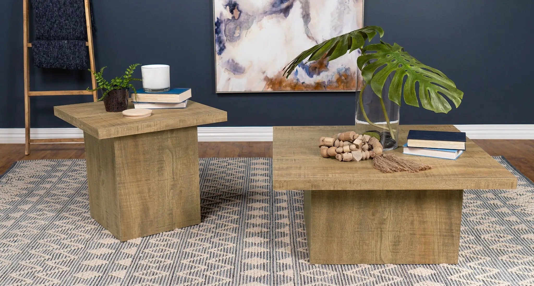 Devar Square Engineered Wood End Table Mango Brown by Unique Piece Furniture