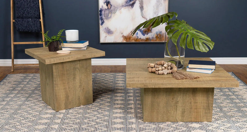 Devar Square Engineered Wood End Table Mango Brown by Unique Piece Furniture