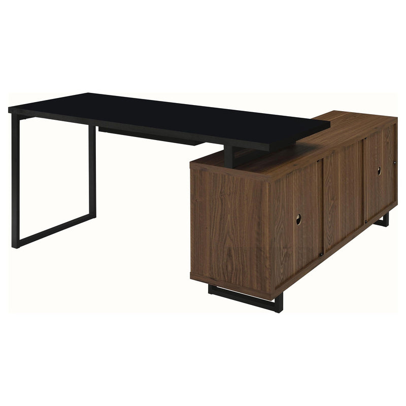 Rodger - L Shape Office Desk With Storage, Workstation For Home Or Office - Walnut by HouseOfZazla