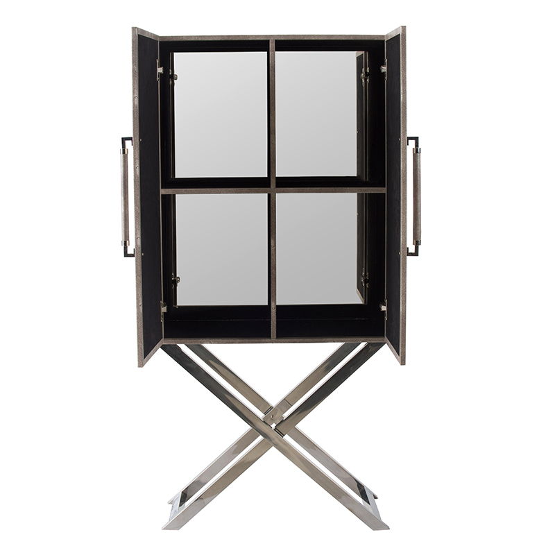 Silver Faux Leather Accent Cabinet with Mixed-Material Construction - Silver, photo 8 of 9