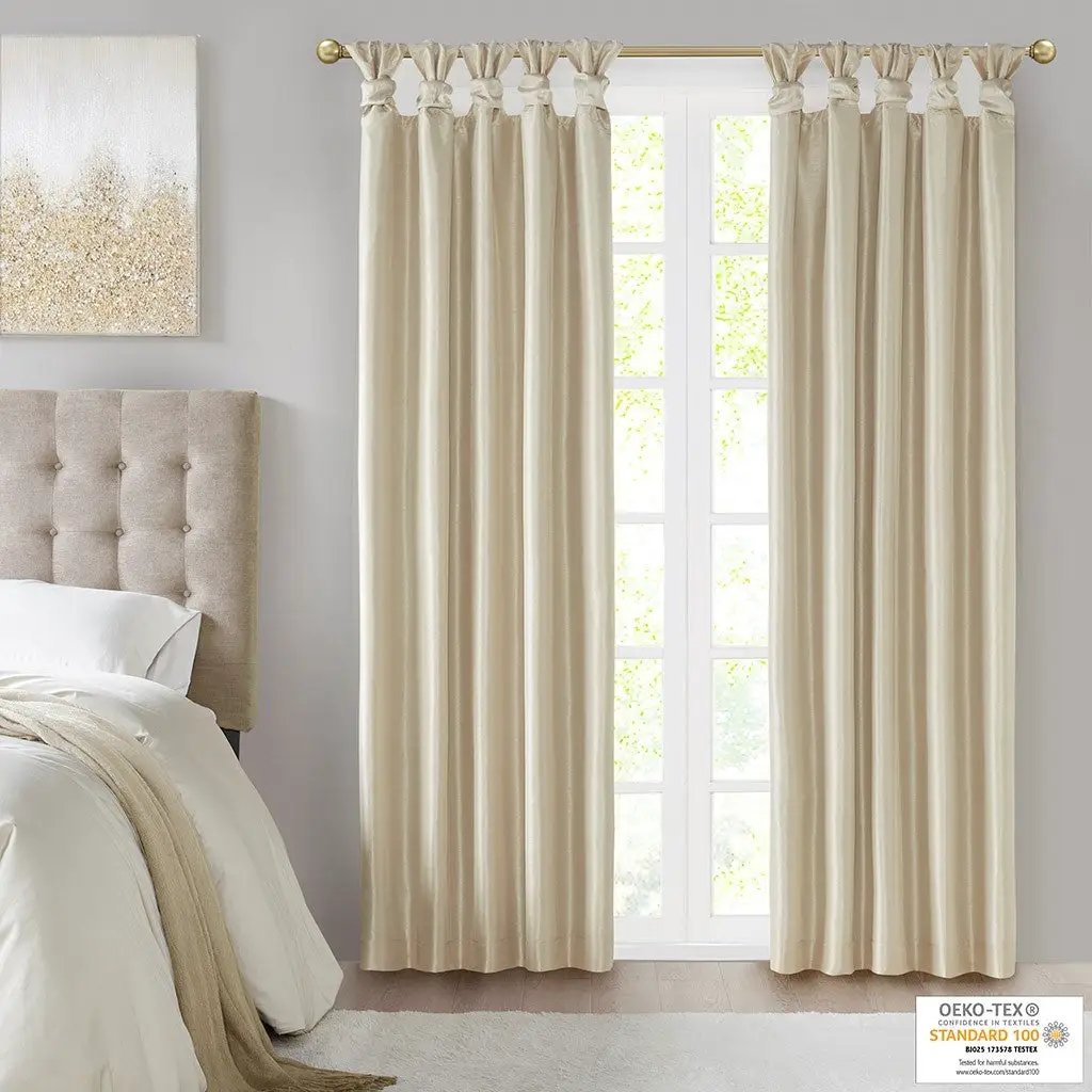 Twist Tab Total Blackout Window Curtain Panel Champagne 50x84 by HouseOfZazla