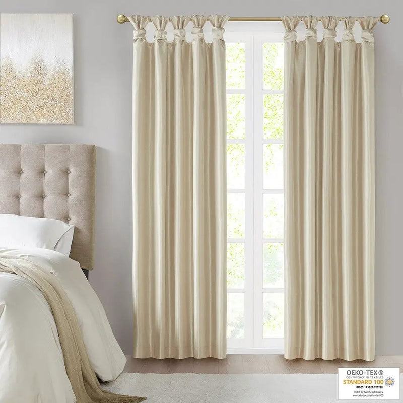 Twist Tab Total Blackout Window Curtain Panel Champagne 50x84 by HouseOfZazla