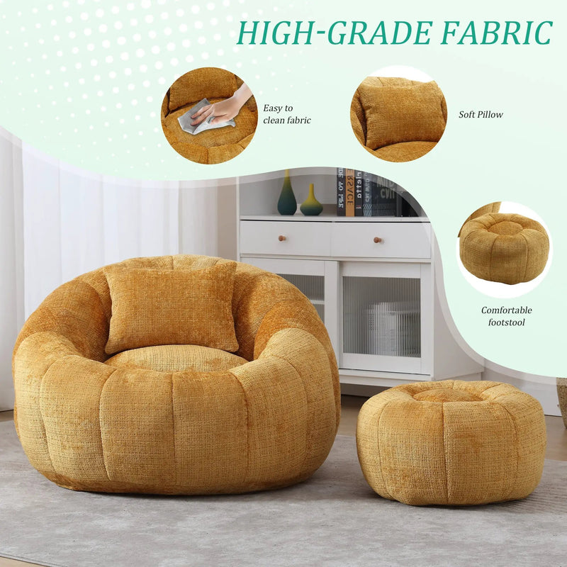 UNITED WE WIN Modern Bean Bag Chairs with Ottoman by HouseOfZazla