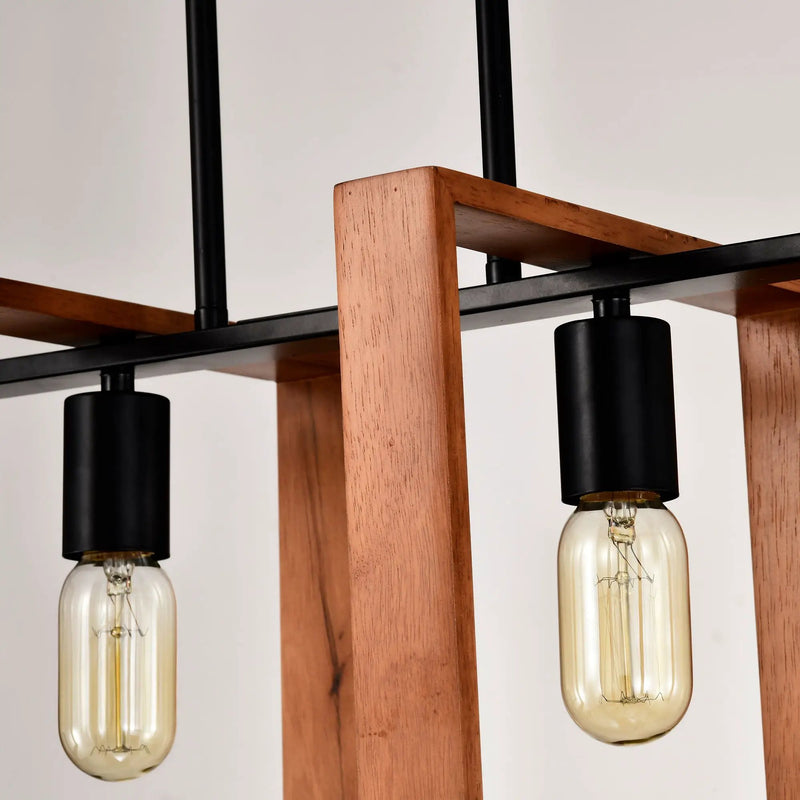 4 Light Kitchen Island Lights Pendant Light Farmhouse Dining Room Light Fixture, Rectangular Chandelier, 36" Hanging Lighting For Living Room, Conference Room, Home Office - Matte Black by HouseOfZazla