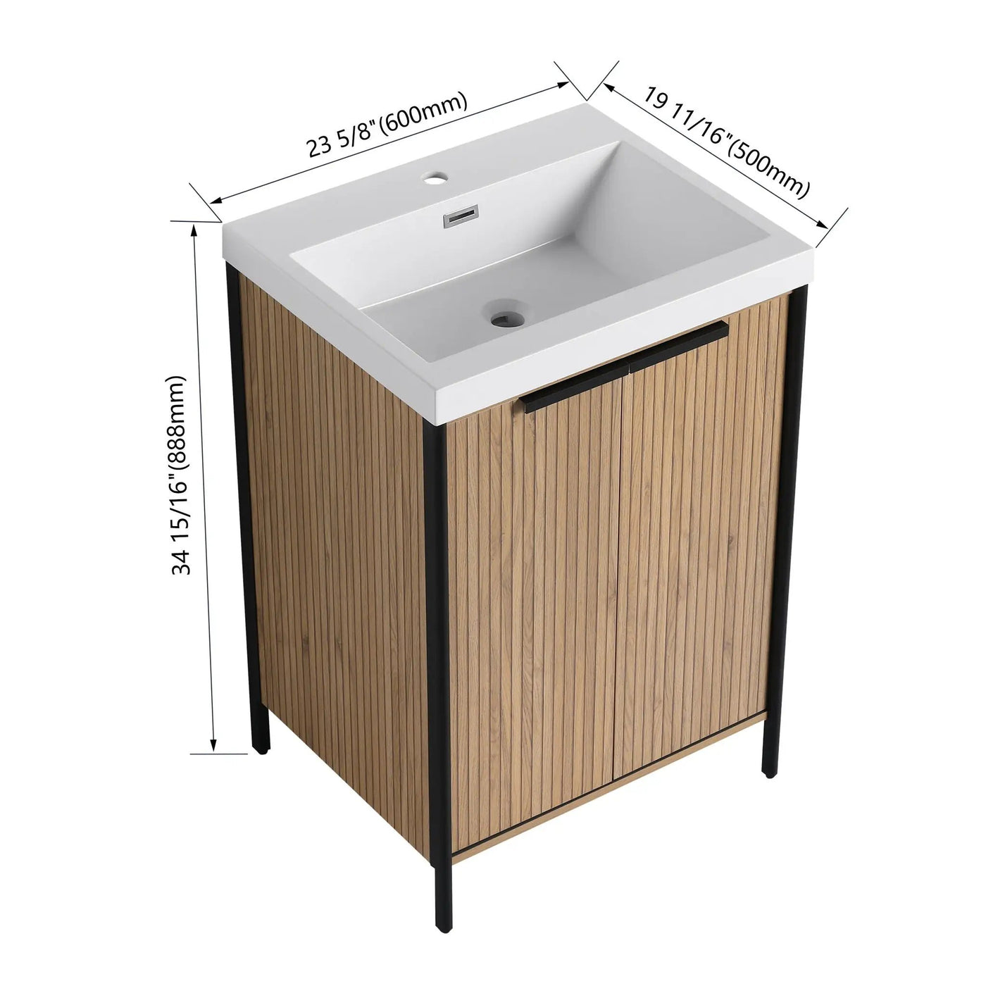 Modern Freestanding Bathroom Vanity With Resin Sink & Soft Close Cabinet Doors by Unique Piece Furniture