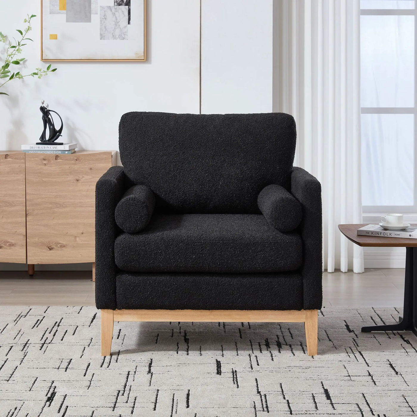 Wide Modern Performance Accent Chair With Natural Legs by HouseOfZazla
