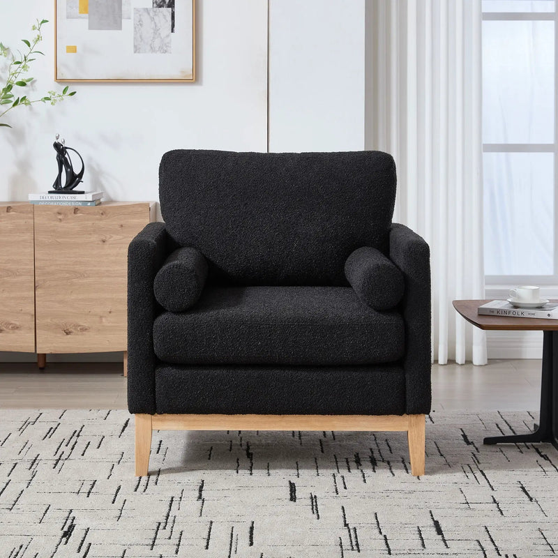 Wide Modern Performance Accent Chair With Natural Legs by HouseOfZazla
