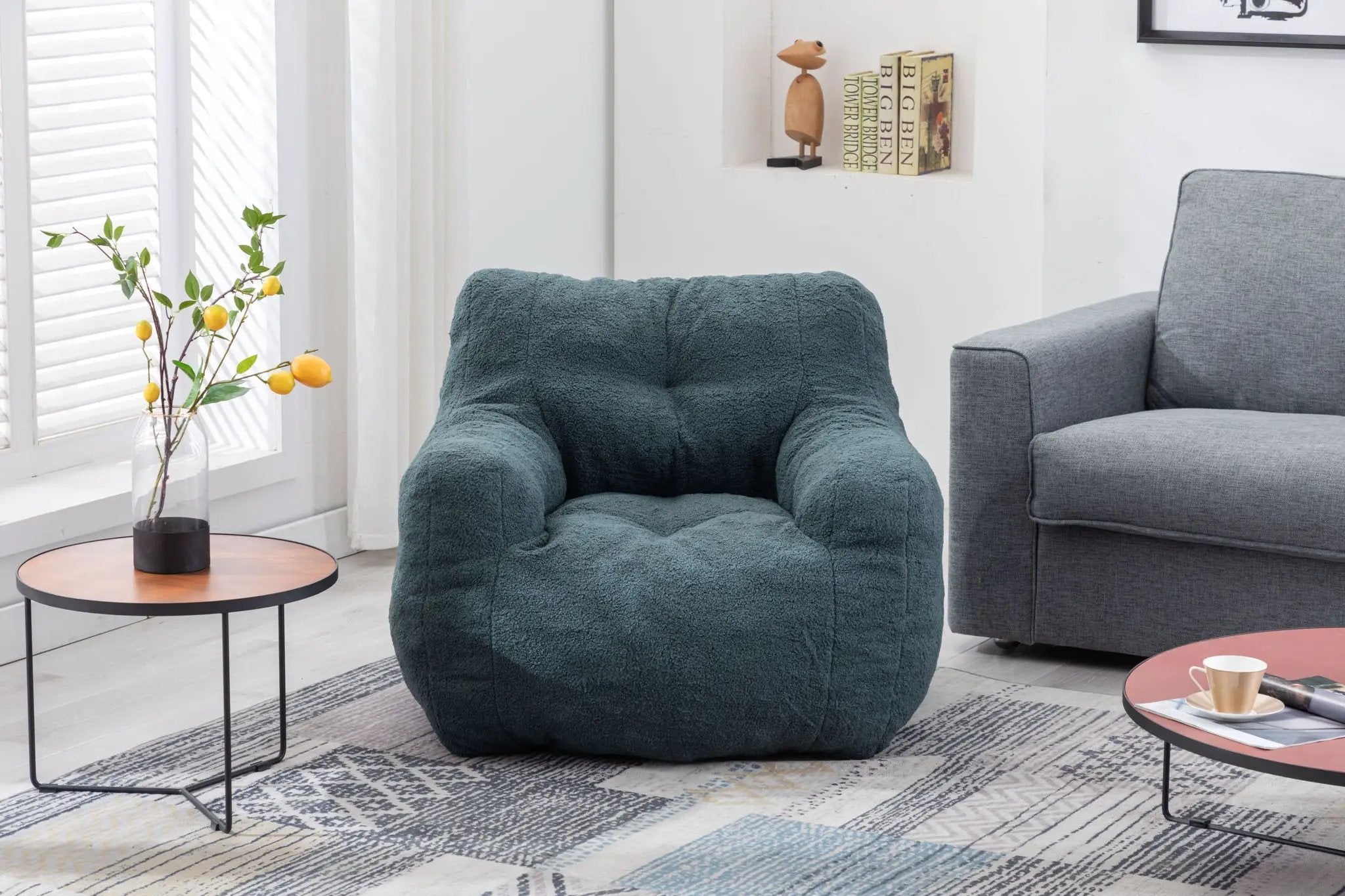 Soft Teddy Fabric Tufted Foam Bean Bag Chair With Teddy Fabric by Unique Piece Furniture