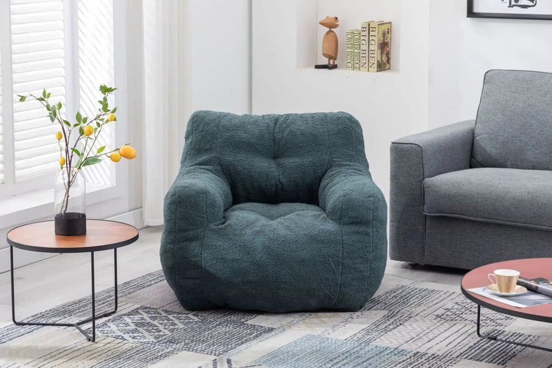 Soft Teddy Fabric Tufted Foam Bean Bag Chair With Teddy Fabric by Unique Piece Furniture