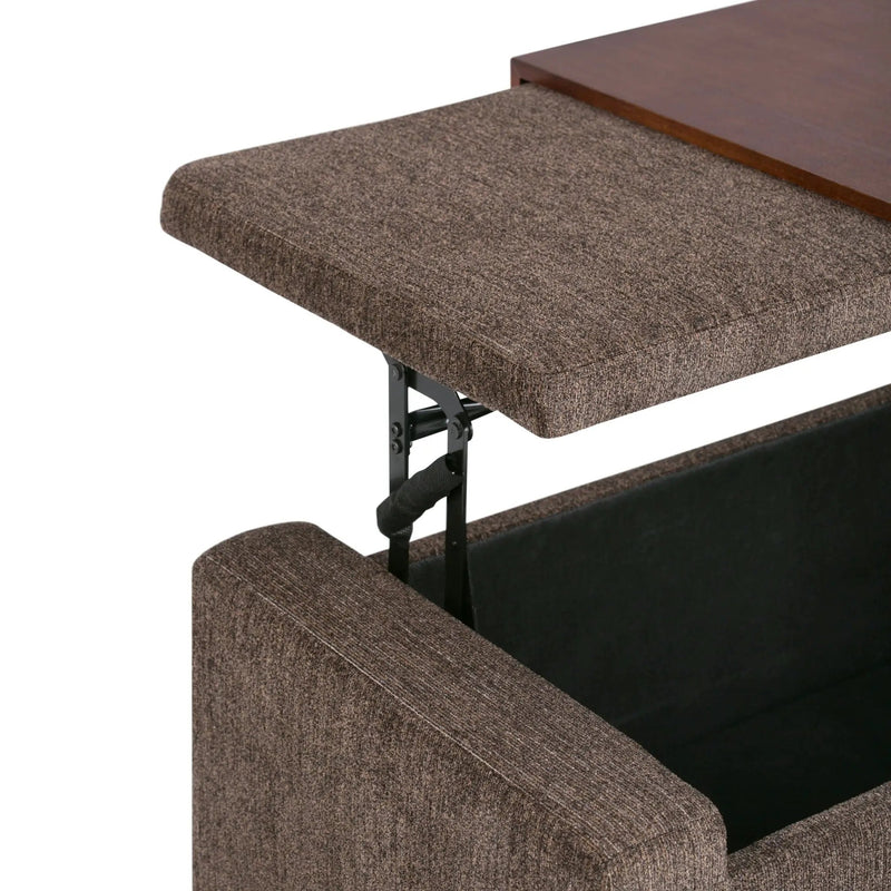 Bretton - Lift Top Storage Ottoman - Deep Umber Brown by HouseOfZazla