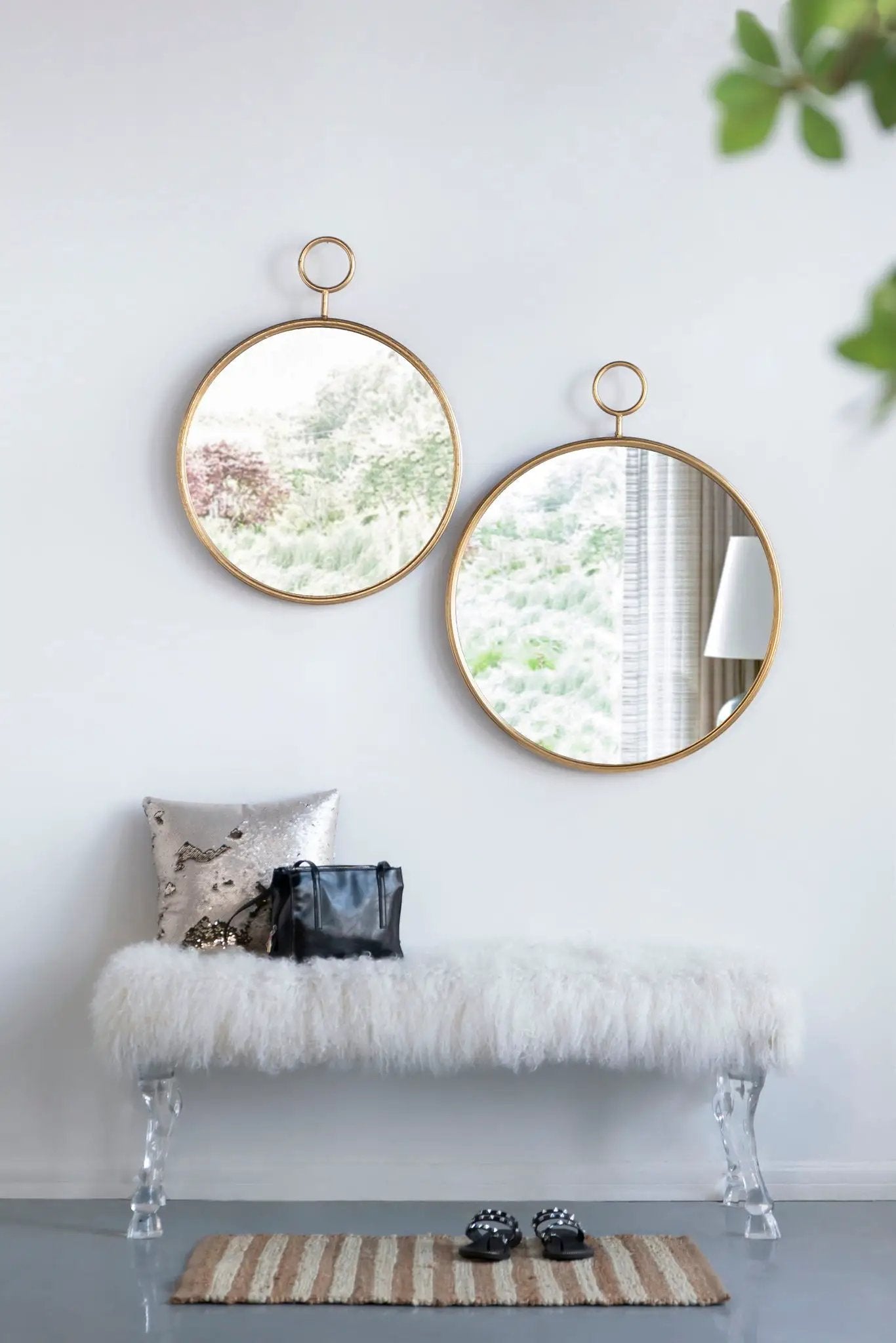 Circle Wall Mirror With Iron Frame, Accent Mirror For Living Room by HouseOfZazla