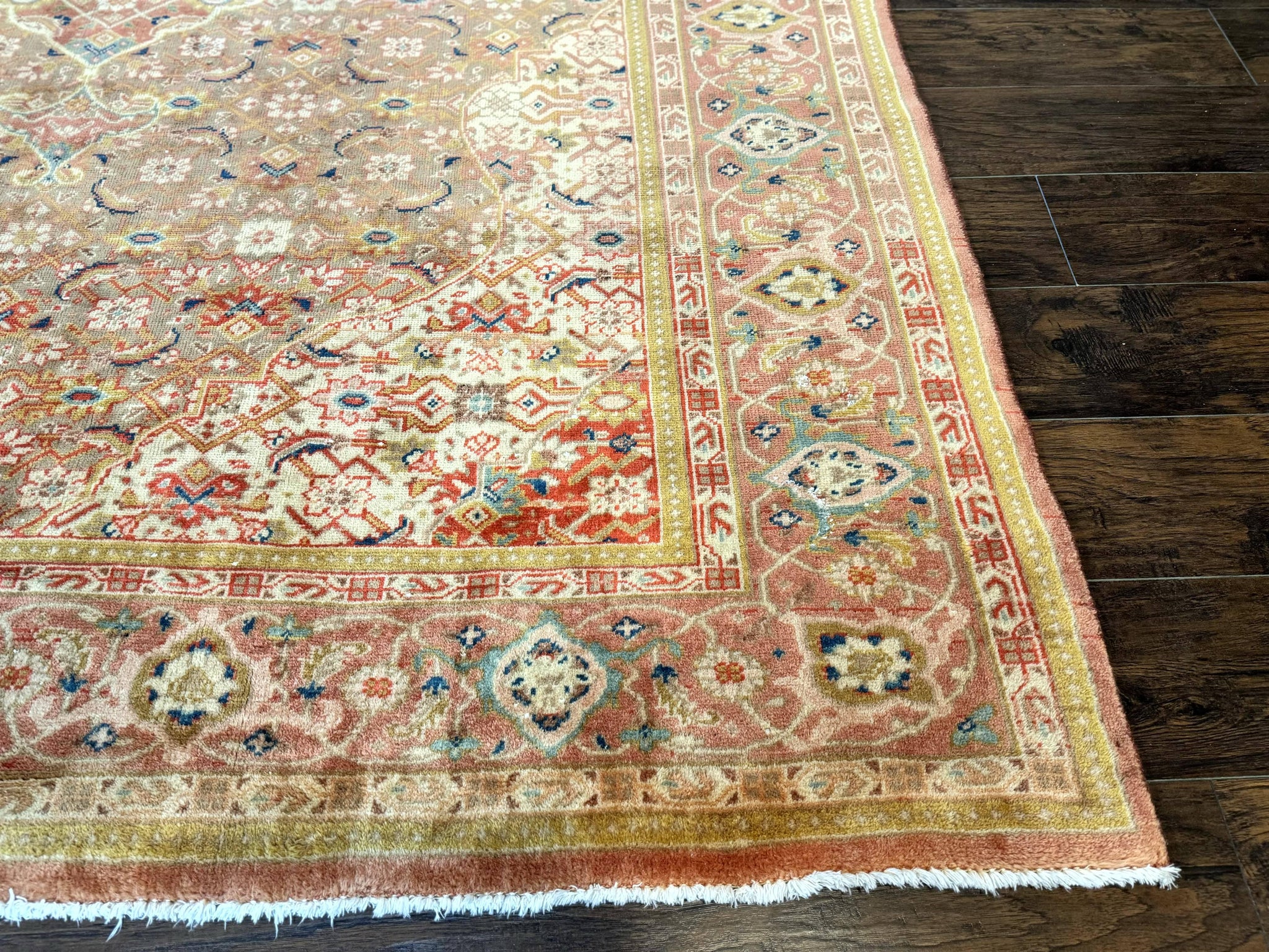 Antique Persian Tabriz Khoy Rug 8x10, Handmade Wool Carpet, Light Green Beige, Vintage Rug for Modern Home by Jewel Rugs