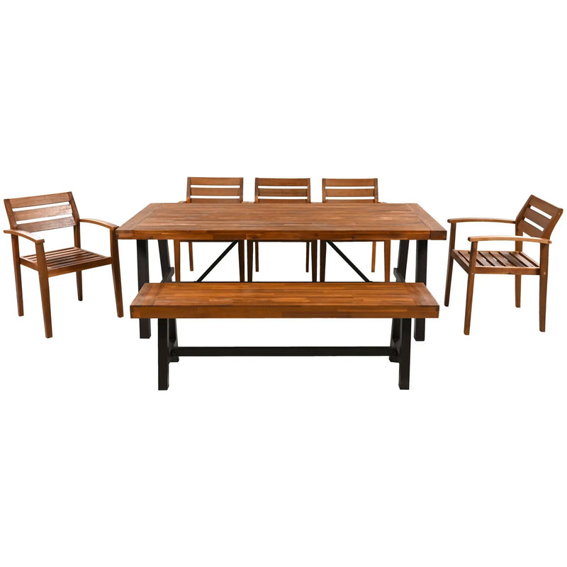 GO Outdoor Wood Dining Set For 7-8 Persons by HouseOfZazla
