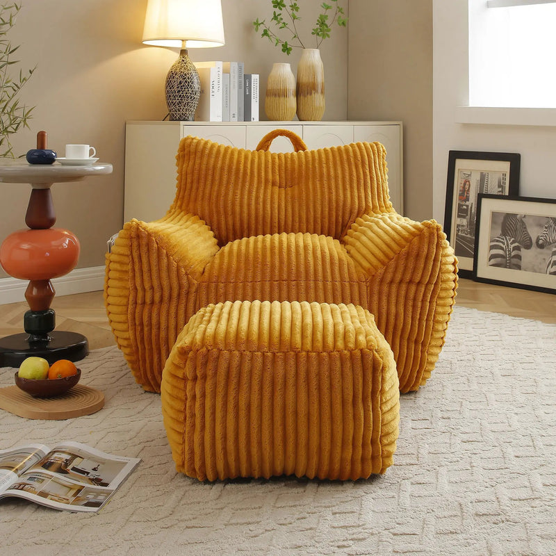 Giant Bean Bag Chair With Armrests And Footstool by HouseOfZazla