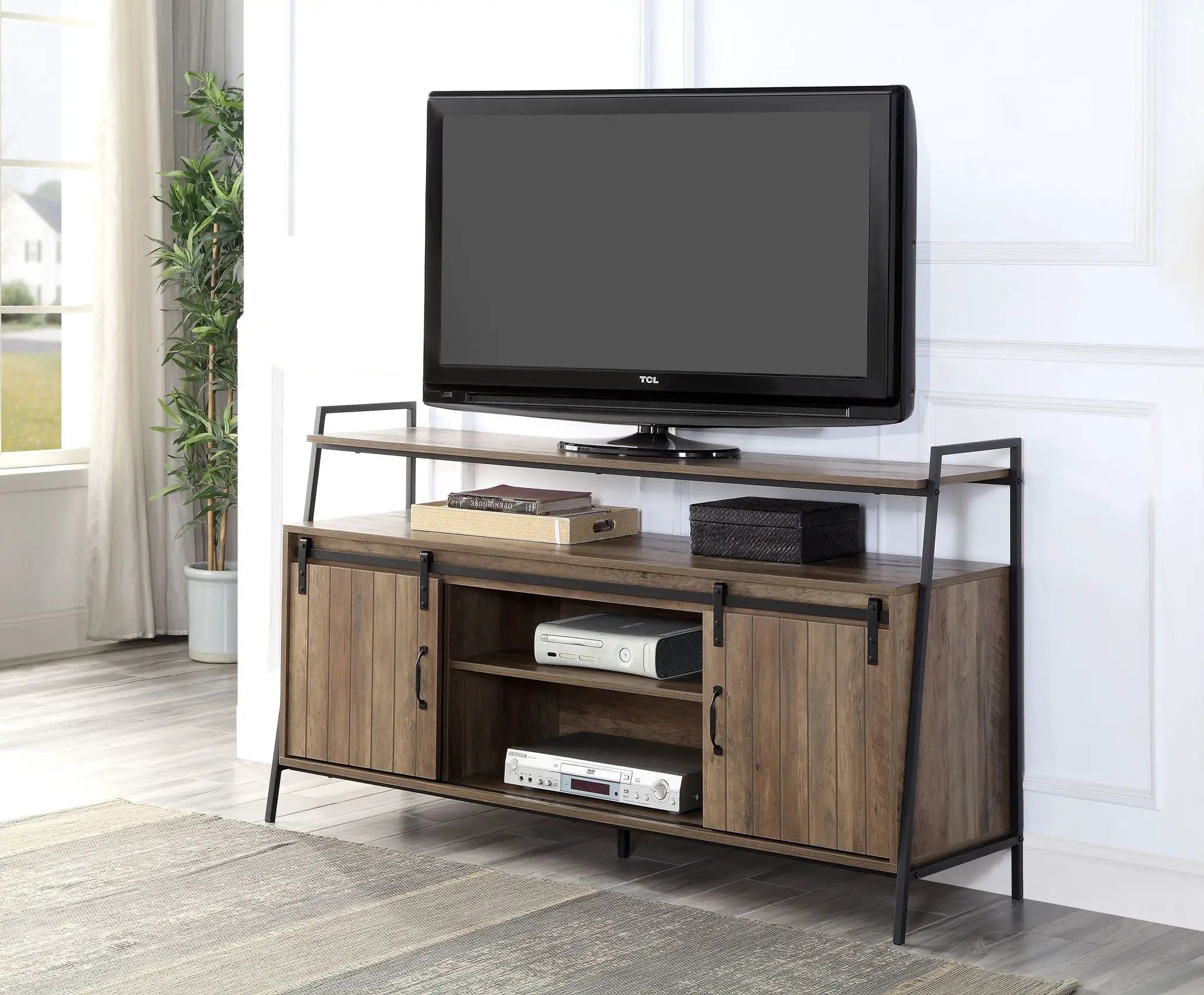Rashawn - TV Stand - Rustic Oak & Black by Unique Piece Furniture