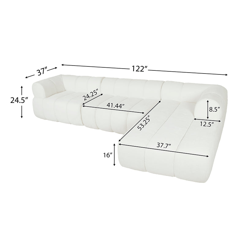 122" Modern L-Shaped Sectional Sofa with Chaise Lounge by HouseOfZazla