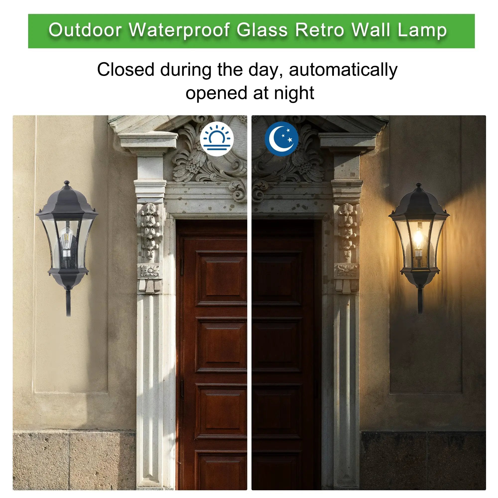 27" Outdoor Wall Lantern with Dusk to Dawn Sensor by HouseOfZazla