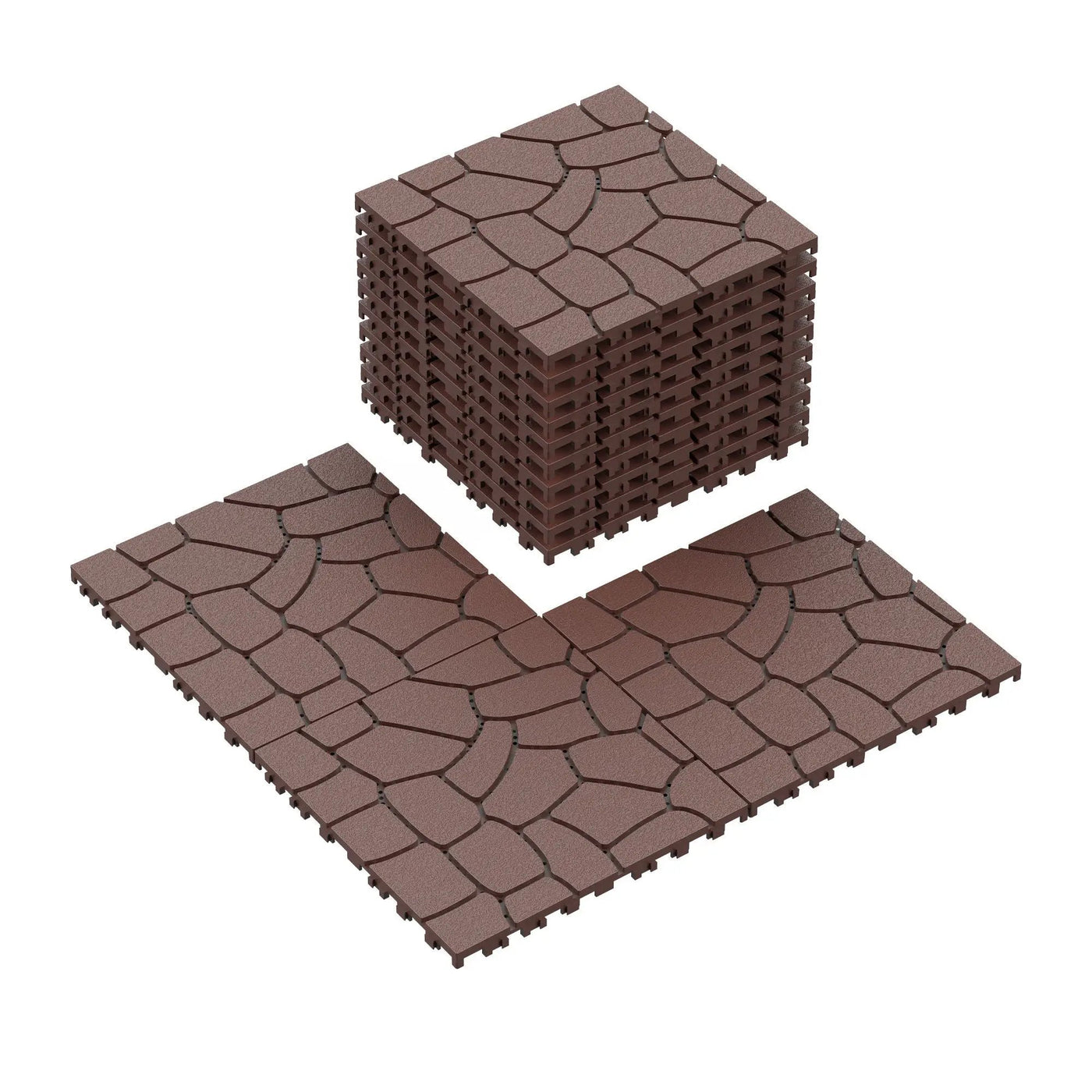 New Stone Texture Patio Deck Tiles, Diy Interlocking Floor Tiles, Easy Installation by HouseOfZazla