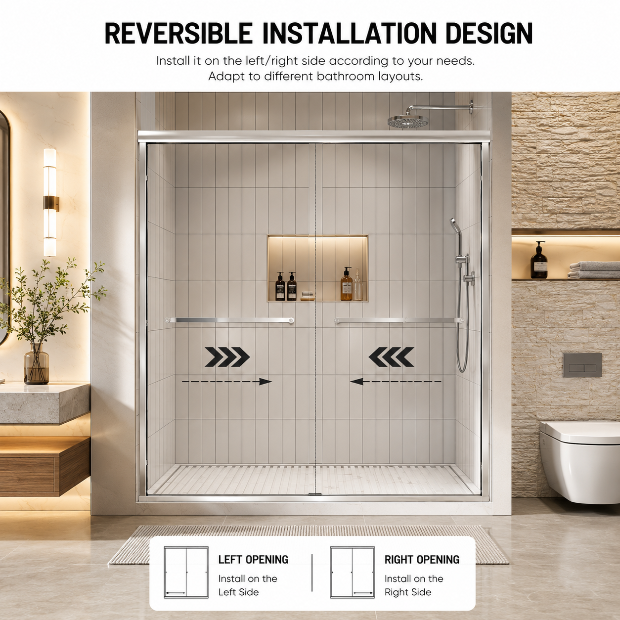56-60" W x 72" H Framed Double Sliding Shower Door by HouseOfZazla