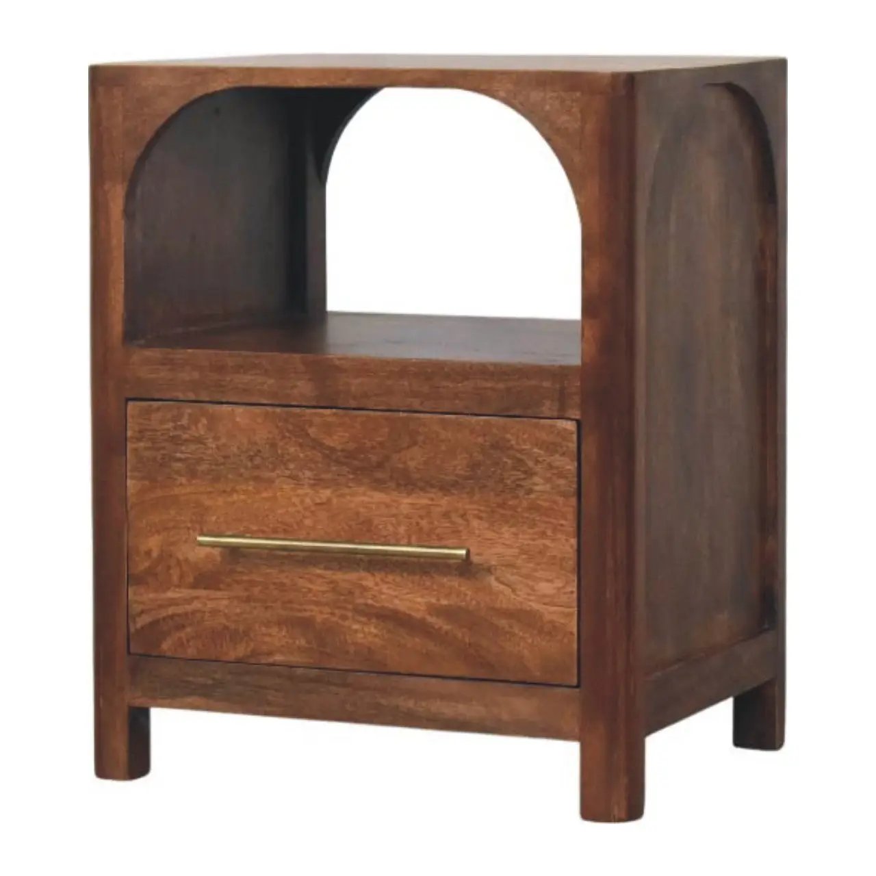 Solid Wood Arc-Line Bedside Table by HouseOfZazla