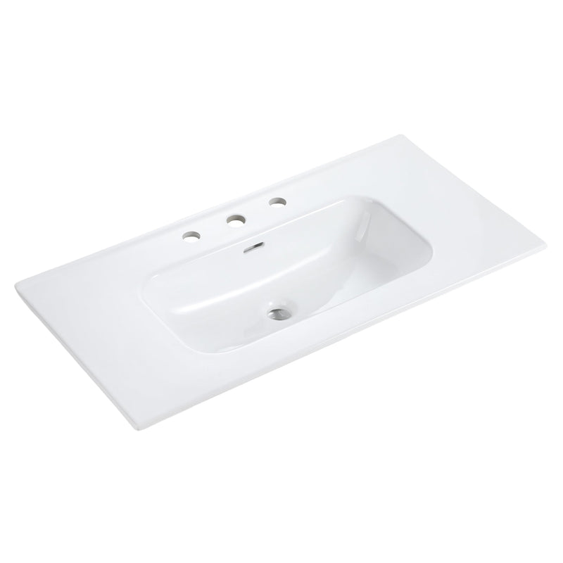 Abay Home Glossy White Ceramic Integrated Bathroom Vanity Sink by HouseOfZazla