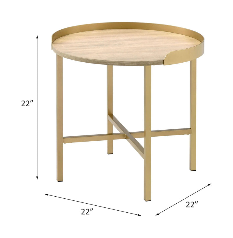 Mithea - End Table - Oak / Gold by HouseOfZazla