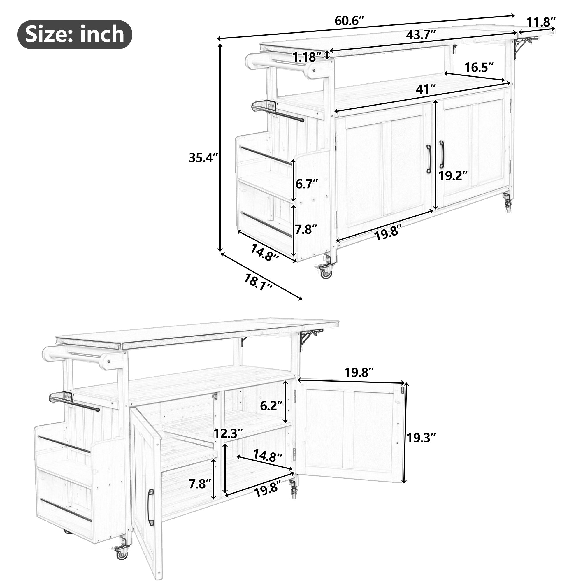 Foldable Outdoor Kitchen Island Patio Mobile Kitchen Cart by HouseOfZazla