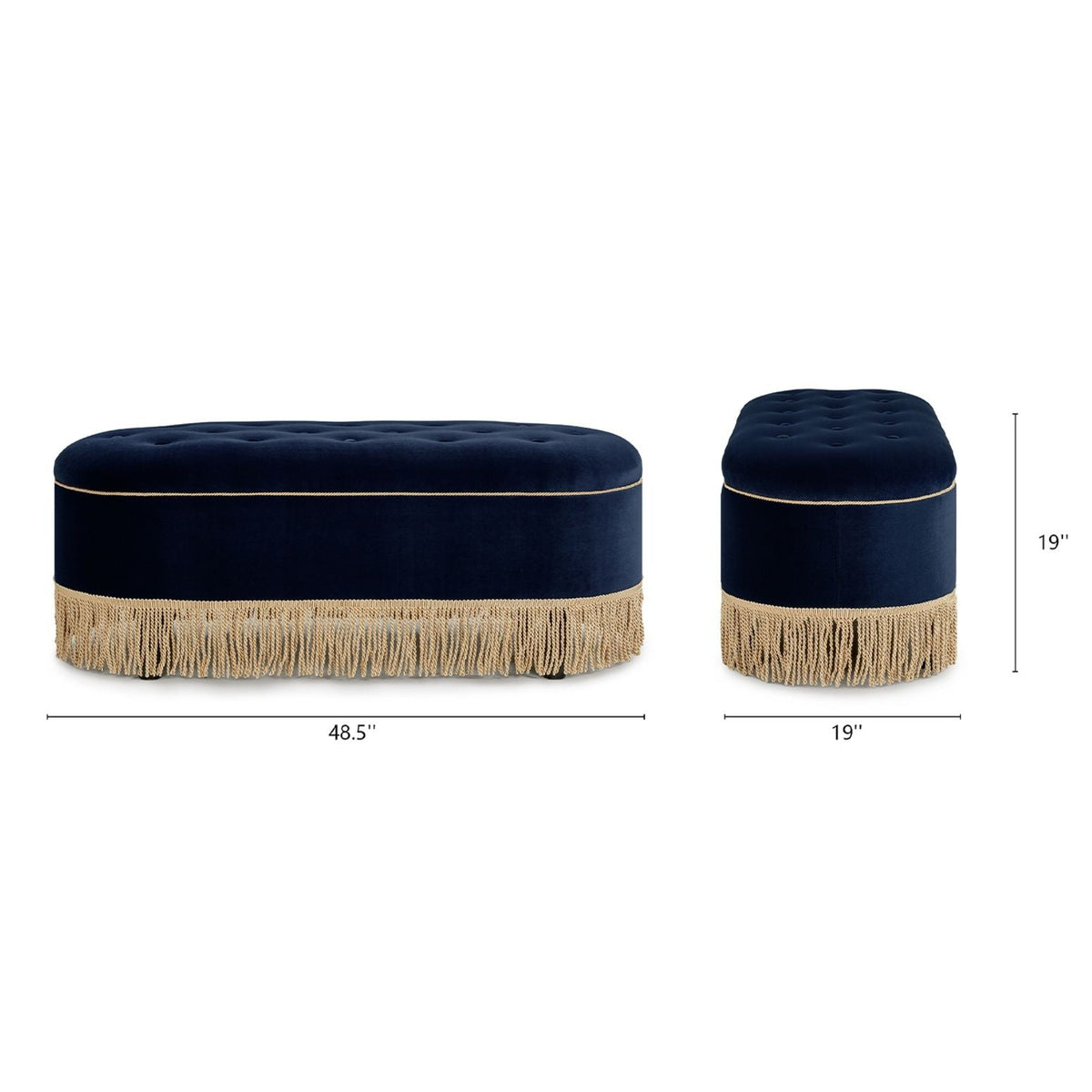 Melinda - Oval Tufted Bullion Fringe Storage Bench, photo 24 of 28