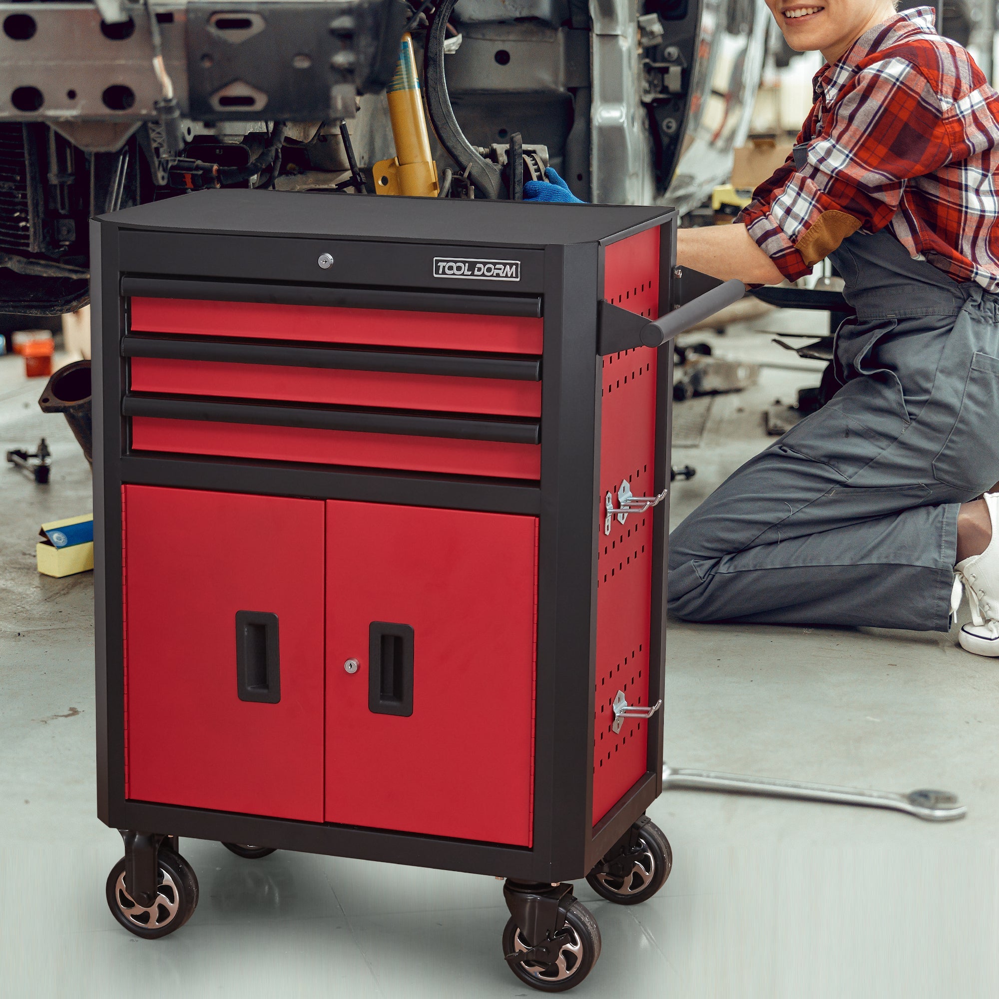 28 Inch 3-Drawer Rolling Tool Chest with Wheels by HouseOfZazla