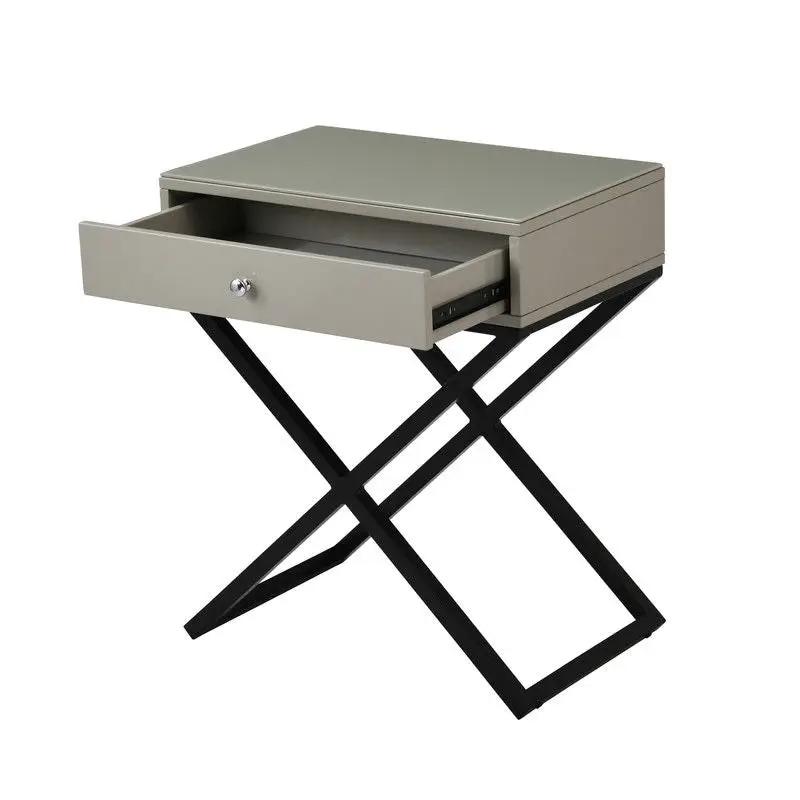 Koda - End Side Table Nightstand, Drawer And Cross Base by HouseOfZazla