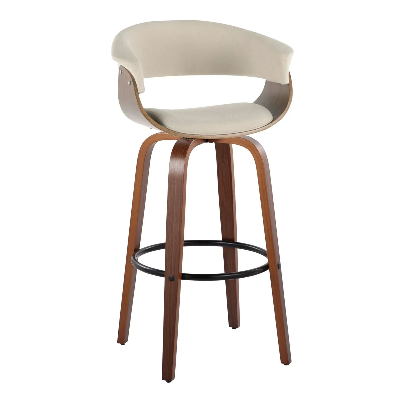 Vintage Mod - Mid Century Modern Fixed Height Barstool With Swivel & Round Footrest (Set of 2) by HouseOfZazla