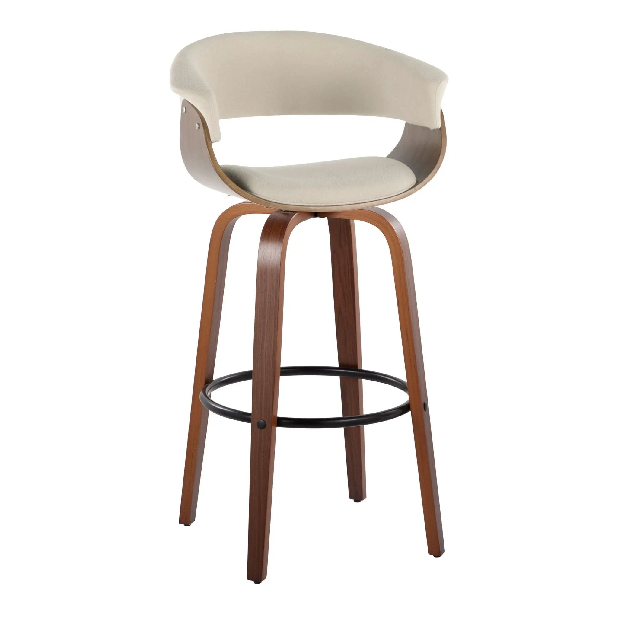 Vintage Mod - Mid Century Modern Fixed Height Barstool With Swivel & Round Footrest (Set of 2) by HouseOfZazla