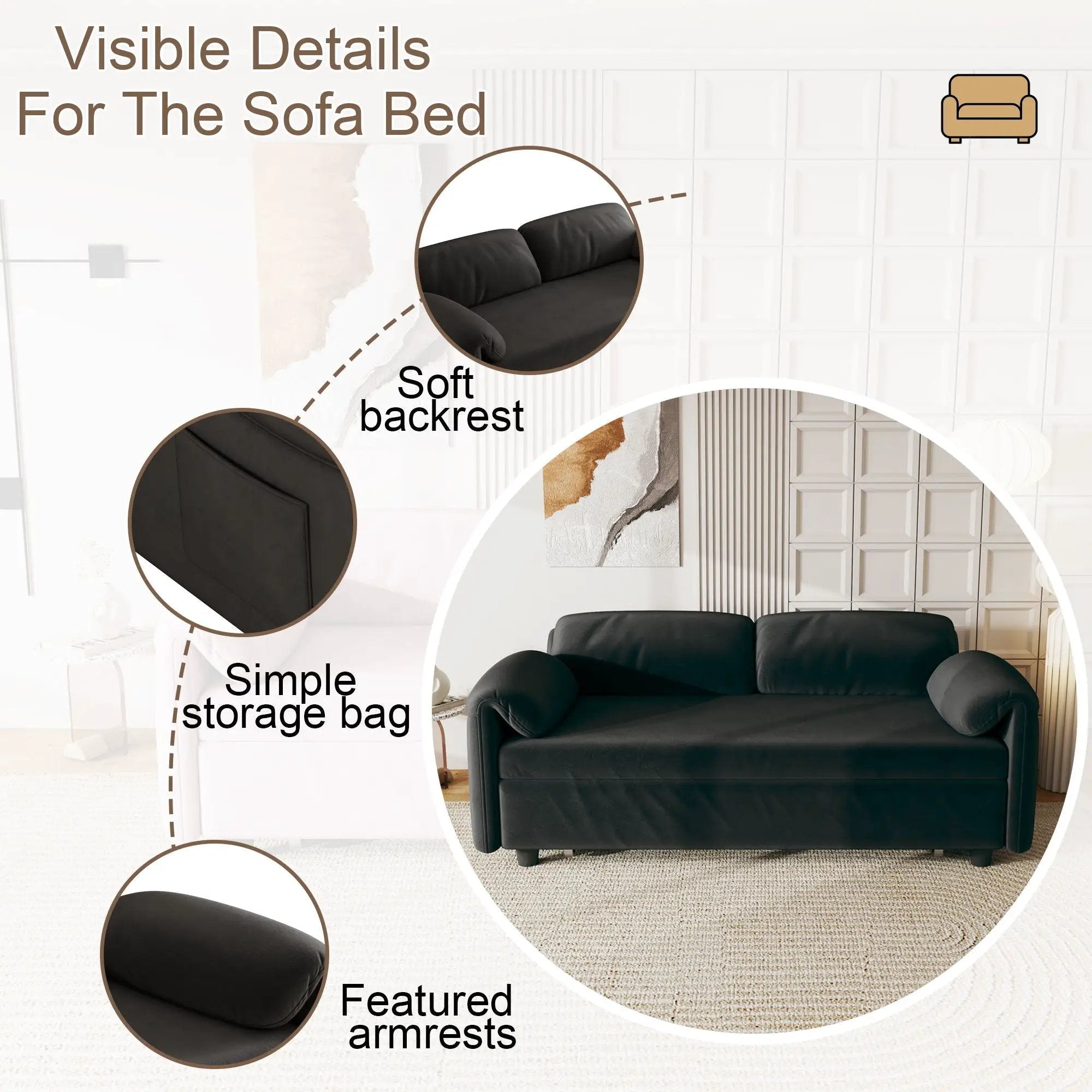 Sofa, Dual Purpose Lounge With Retractable Queen Size Bed by HouseOfZazla