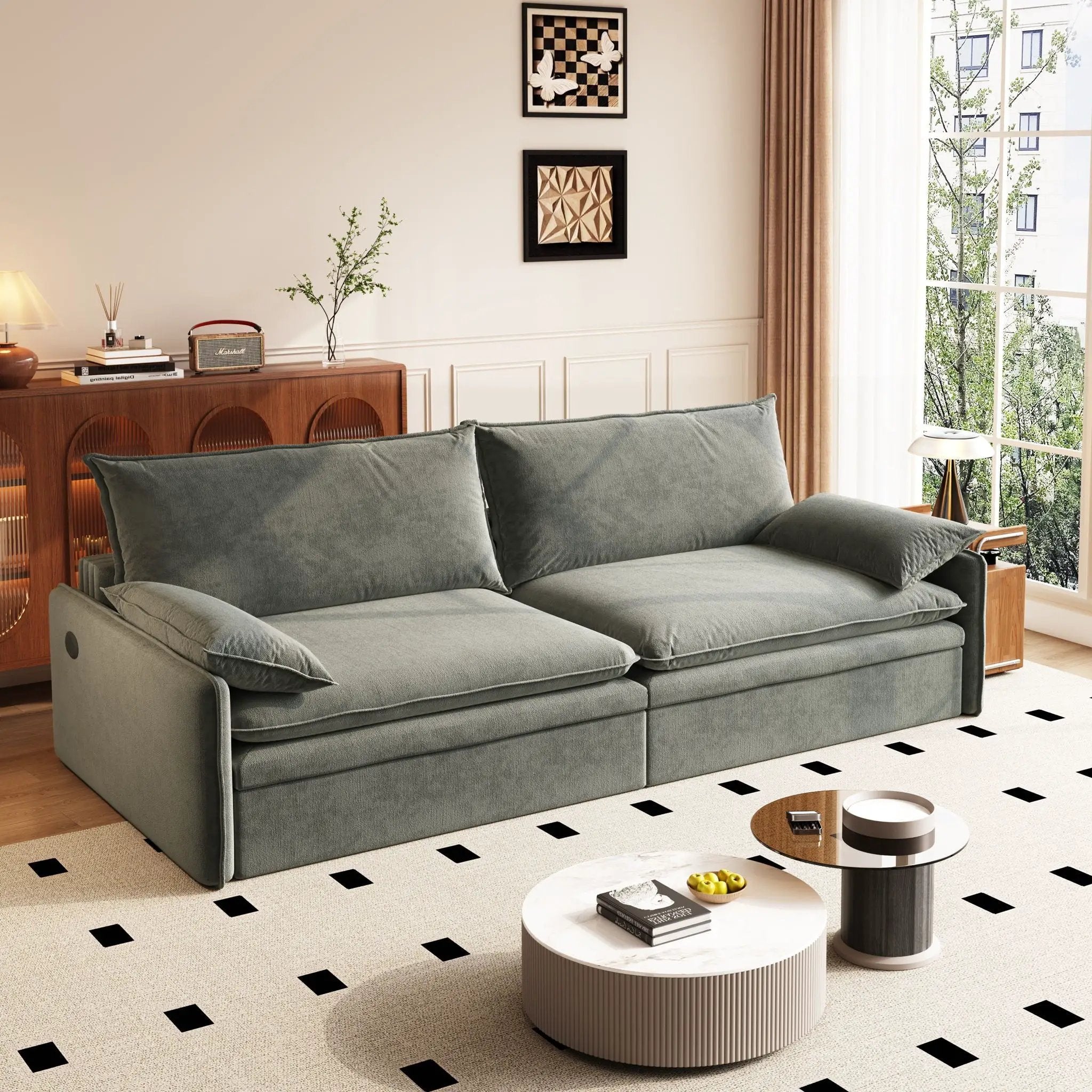 4 Seat Convertible Sleeper Sofa Bed, Modern With Storage by HouseOfZazla