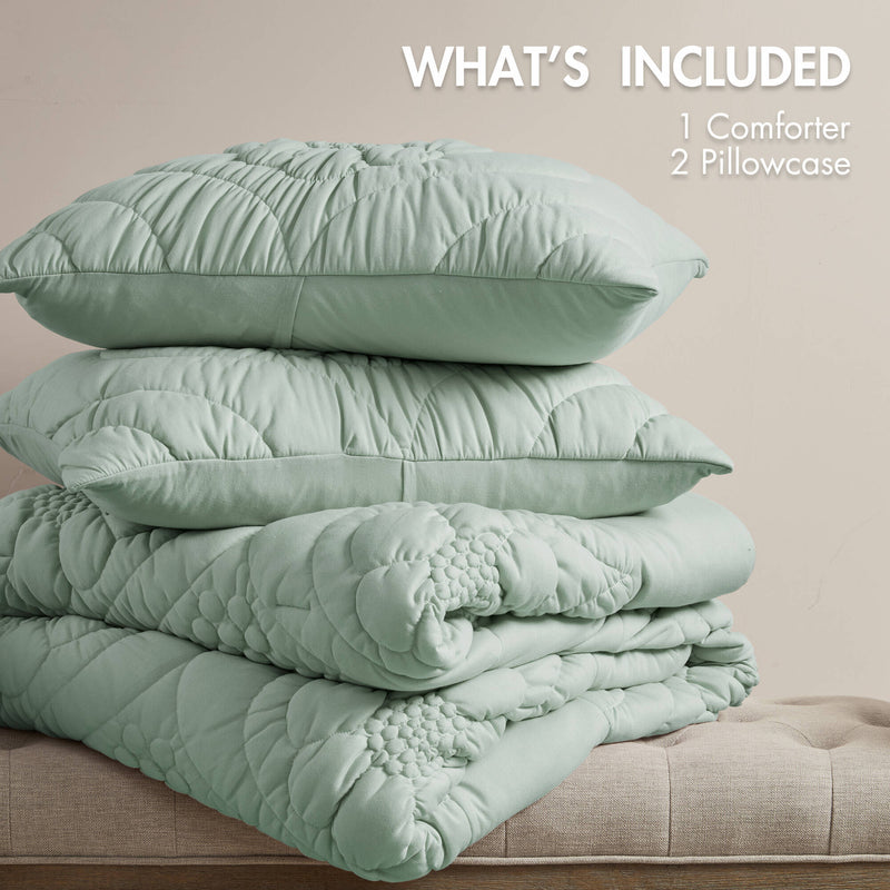 3-Piece Full/Queen Comforter Set with Soft Poly Jersey Fabric - Grey, photo 6 of 10