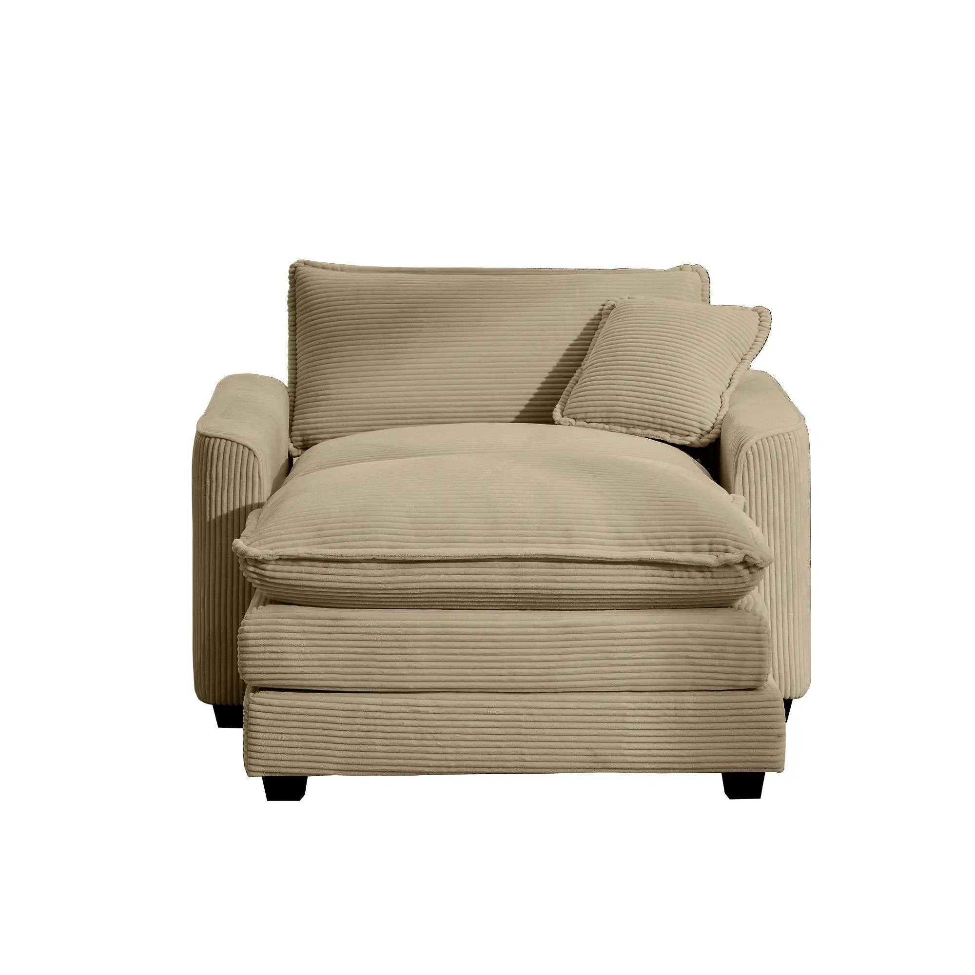 Classic Modern Comfortable Single Chair Deep Seat Sofa With Footstool by HouseOfZazla