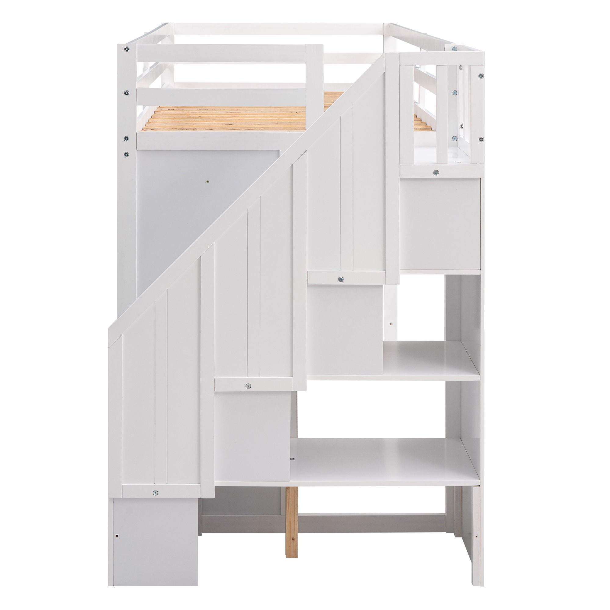 Loft Bed With 3 Shelves, 2 Wardrobes, 2 Drawers, Ladder Storage by HouseOfZazla