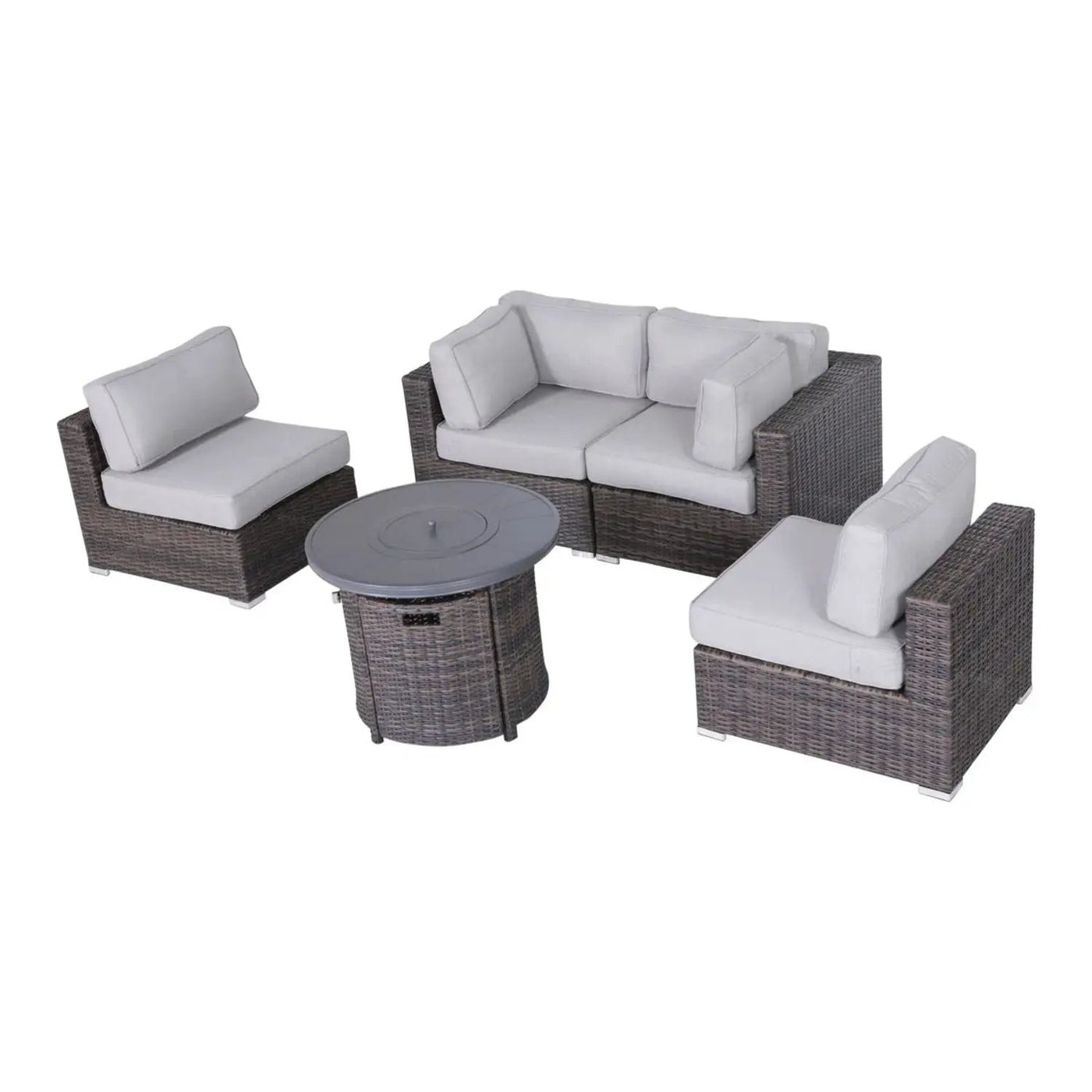 Wicker Outdoor Lounge Set With Cushions And Fire Pit by HouseOfZazla