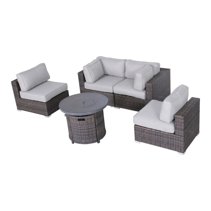 Wicker Outdoor Lounge Set With Cushions And Fire Pit by HouseOfZazla