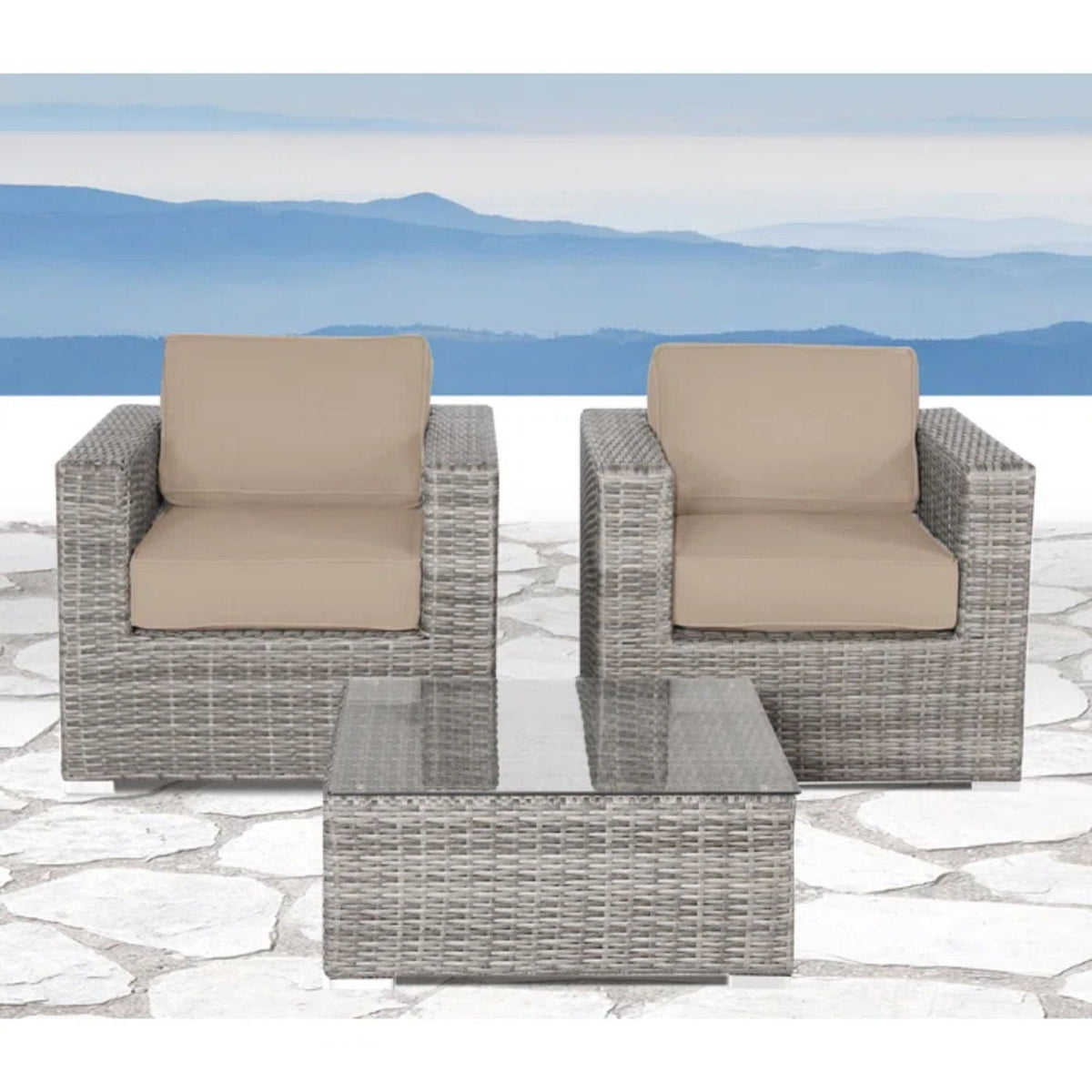 Wicker Seating Group Set With Table And Cushions, photo 38 of 40