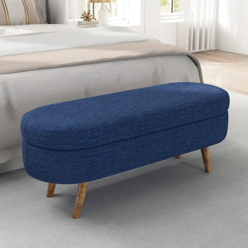 Ottoman Oval Storage Bench With Rubber Wood Legs by Unique Piece Furniture