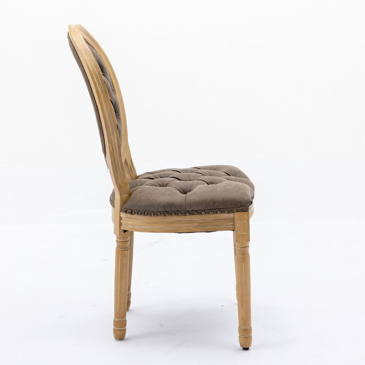 French Style Solid Wood Frame Antique Painting, Hand-Pulled Buckle Decoration Artificial Dining Chair With Nailhead Trim, Wood Legs, photo 27 of 27