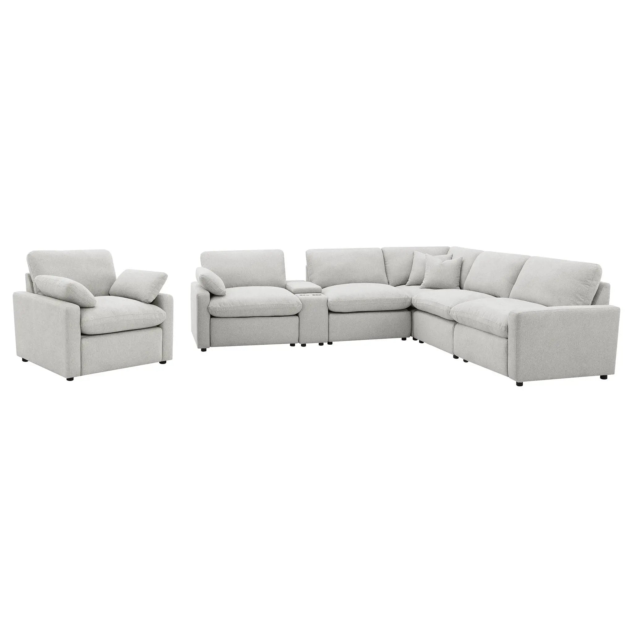 Collins 6-piece Modular Power Reclining Sectional Grey by Unique Piece Furniture